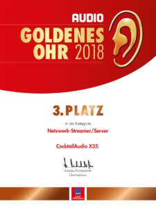 Goldenes Ohr 2018 AUDIO 3. Platz X35 Netzwerk/Streamer Server